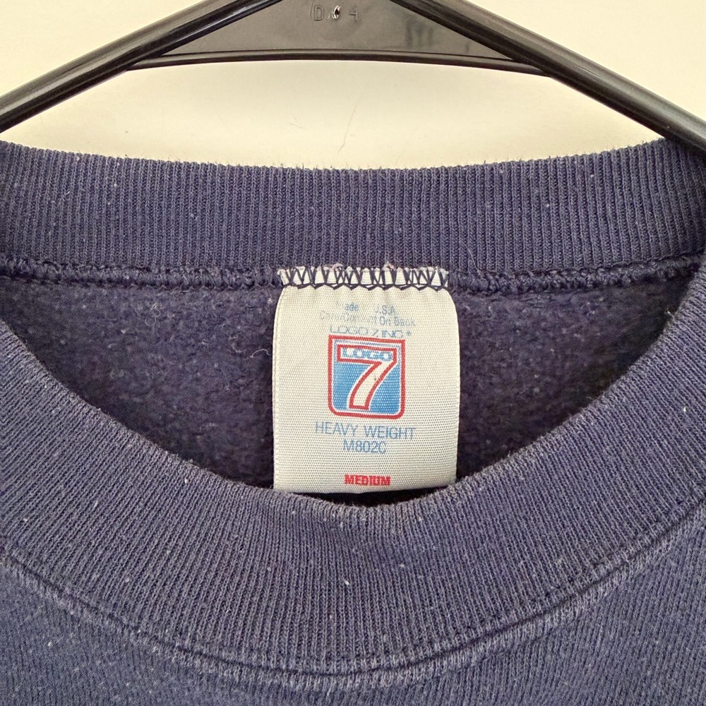Vintage 90s Dallas Cowboys Logo 7 NFL Crewneck Sweatshirt Navy Medium - Picture 2 of 4
